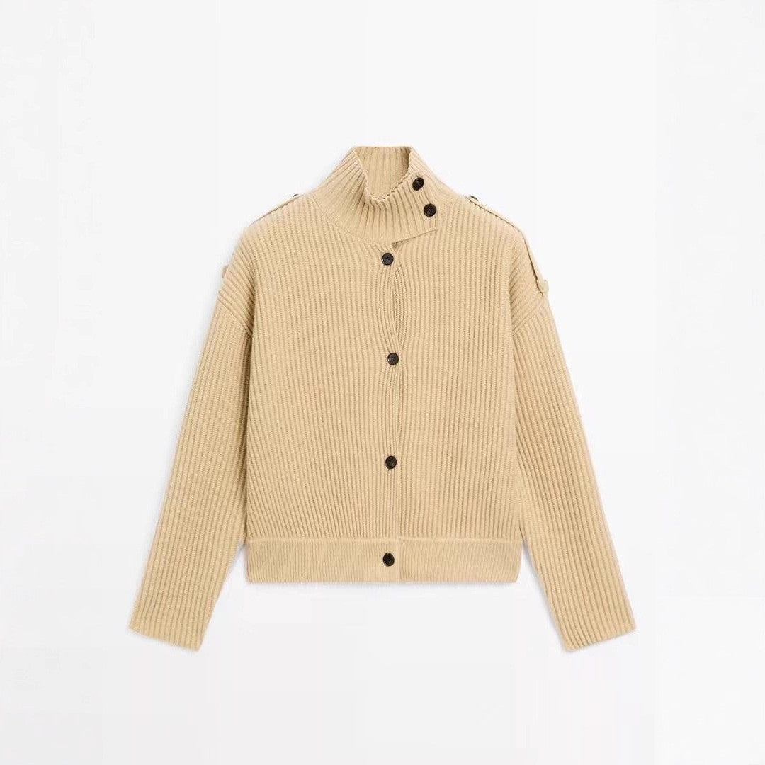 Solenne | Cozy Turtleneck Knit Cardigan