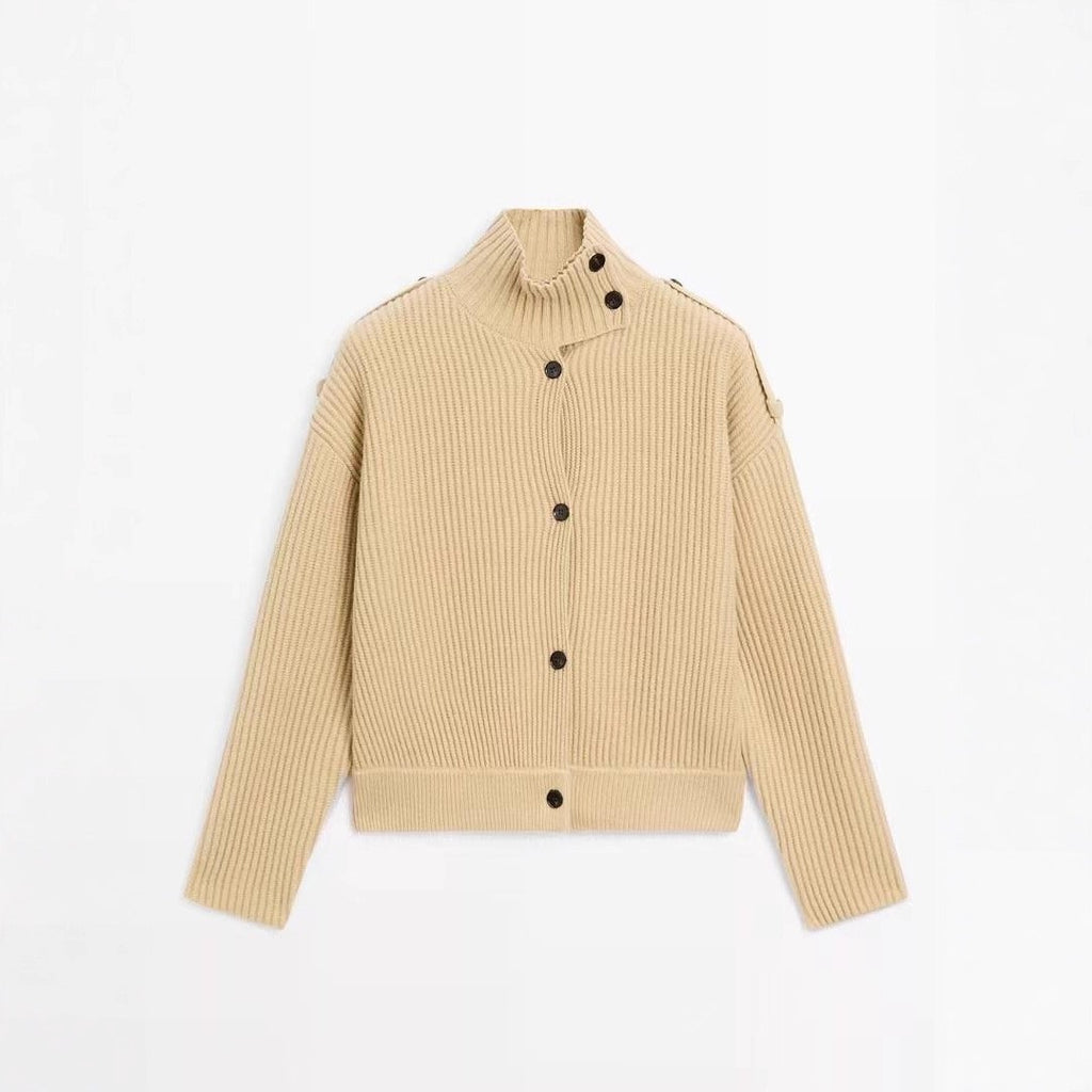 Solenne | Cozy Turtleneck Knit Cardigan