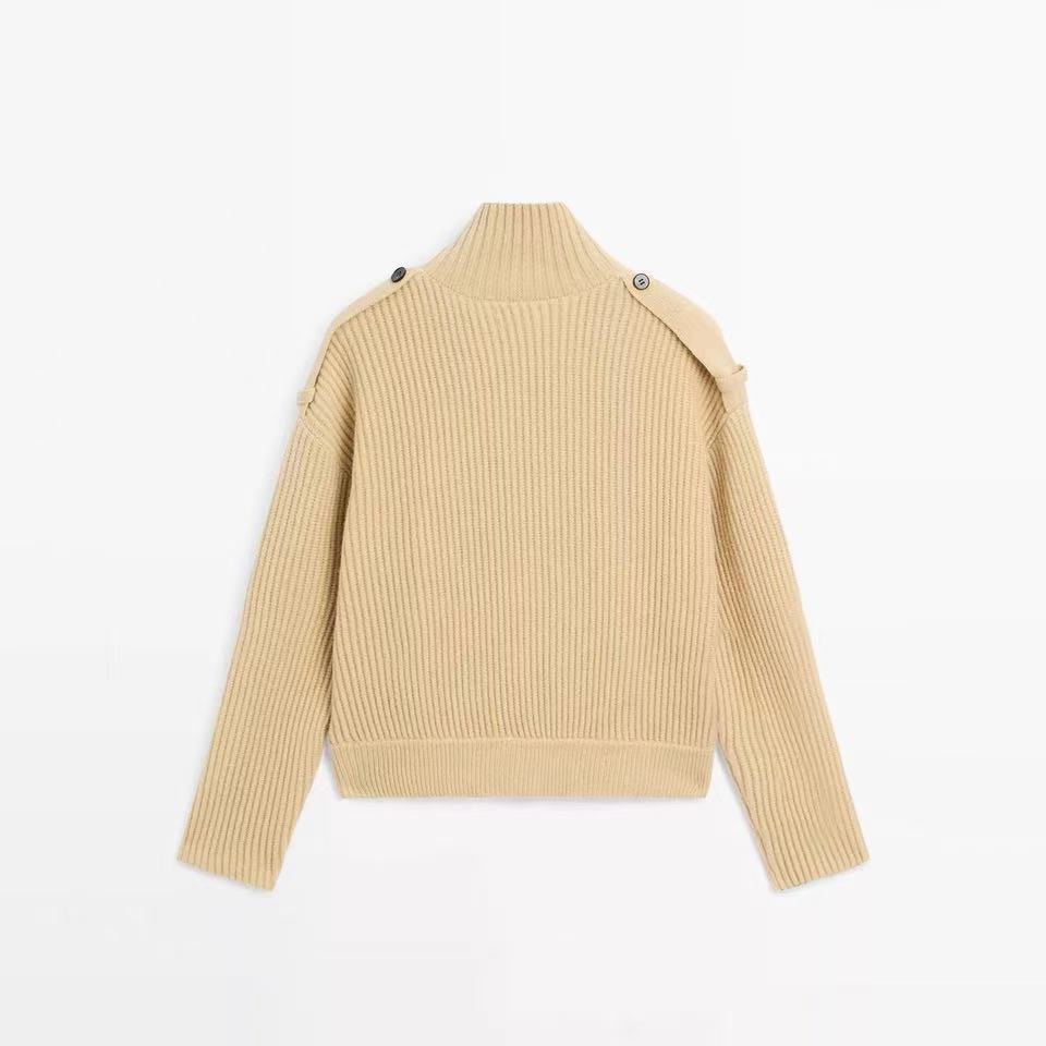 Solenne Turtleneck Knit Cardigan