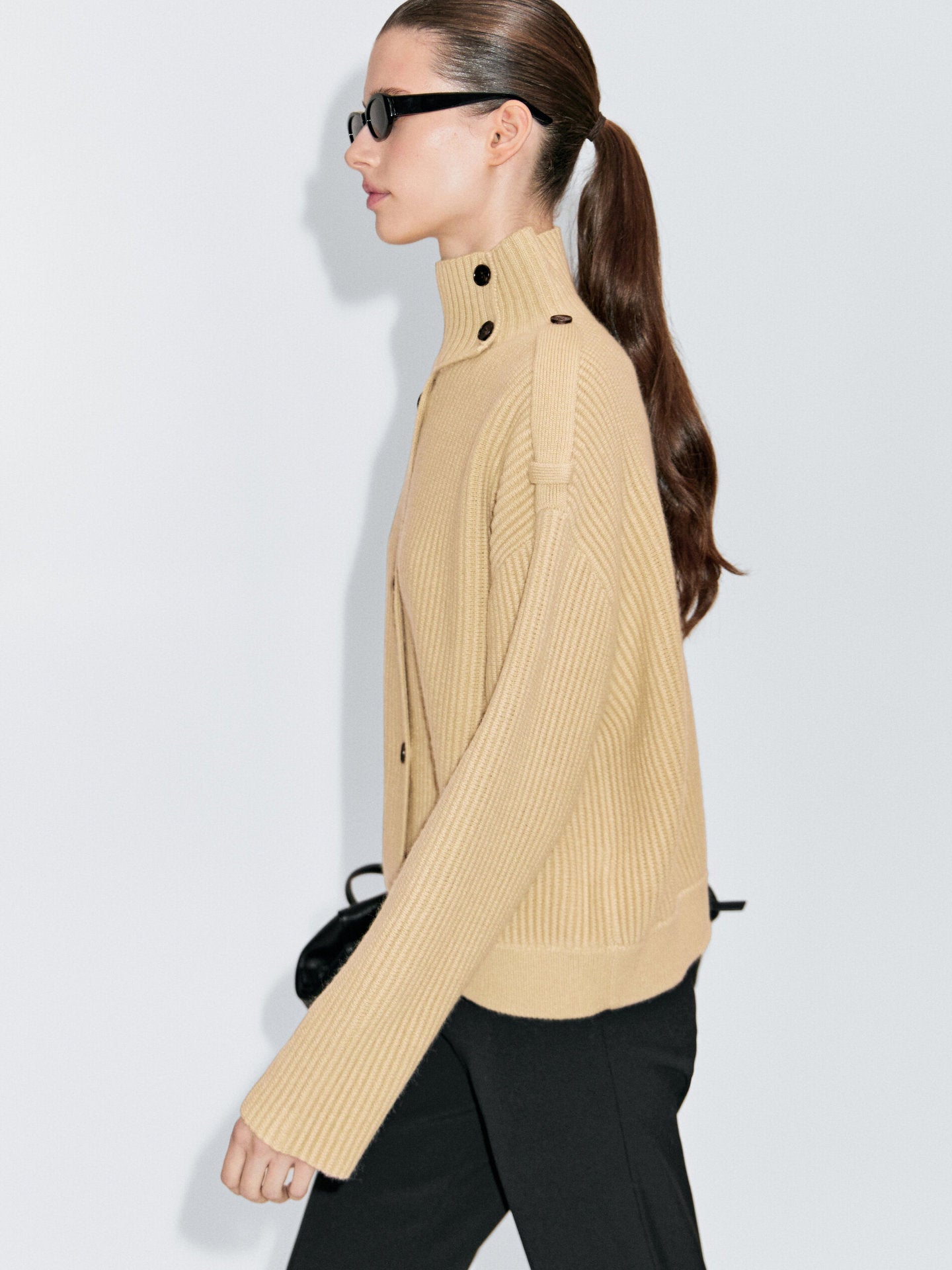 Solenne | Cozy Turtleneck Knit Cardigan