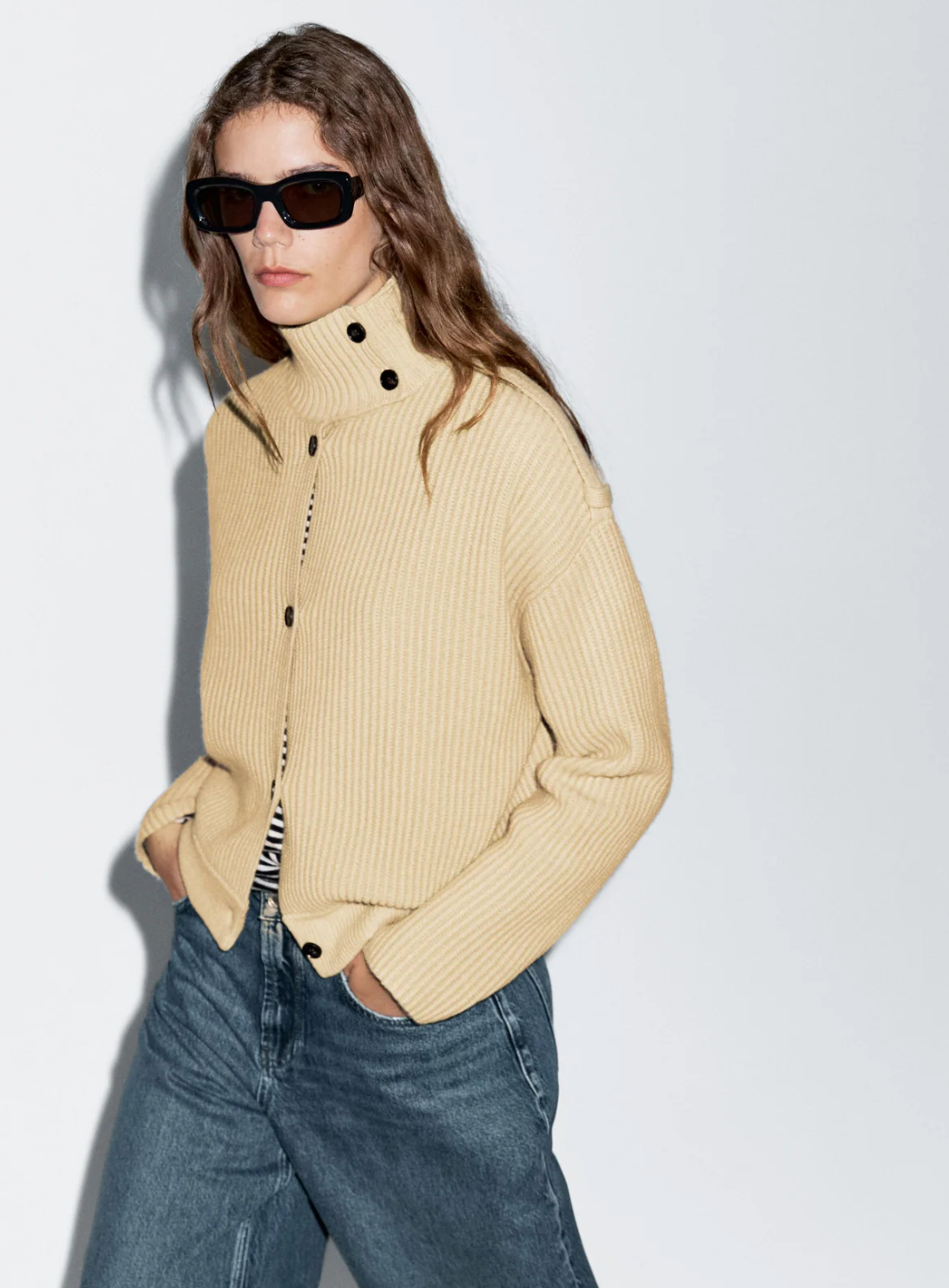 Solenne | Cozy Turtleneck Knit Cardigan