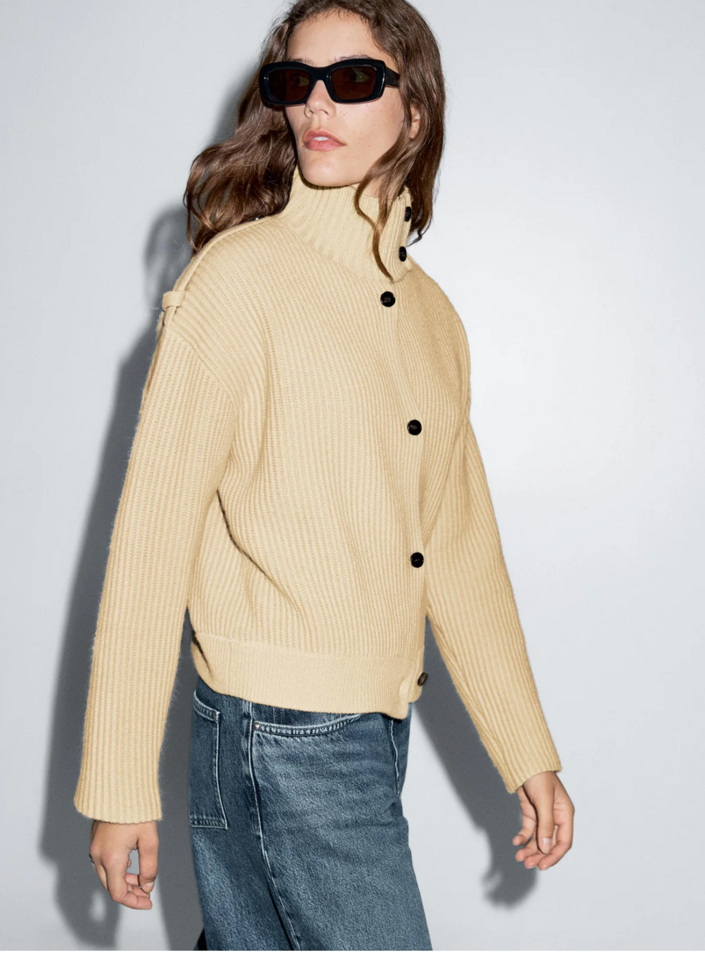 Solenne | Cozy Turtleneck Knit Cardigan