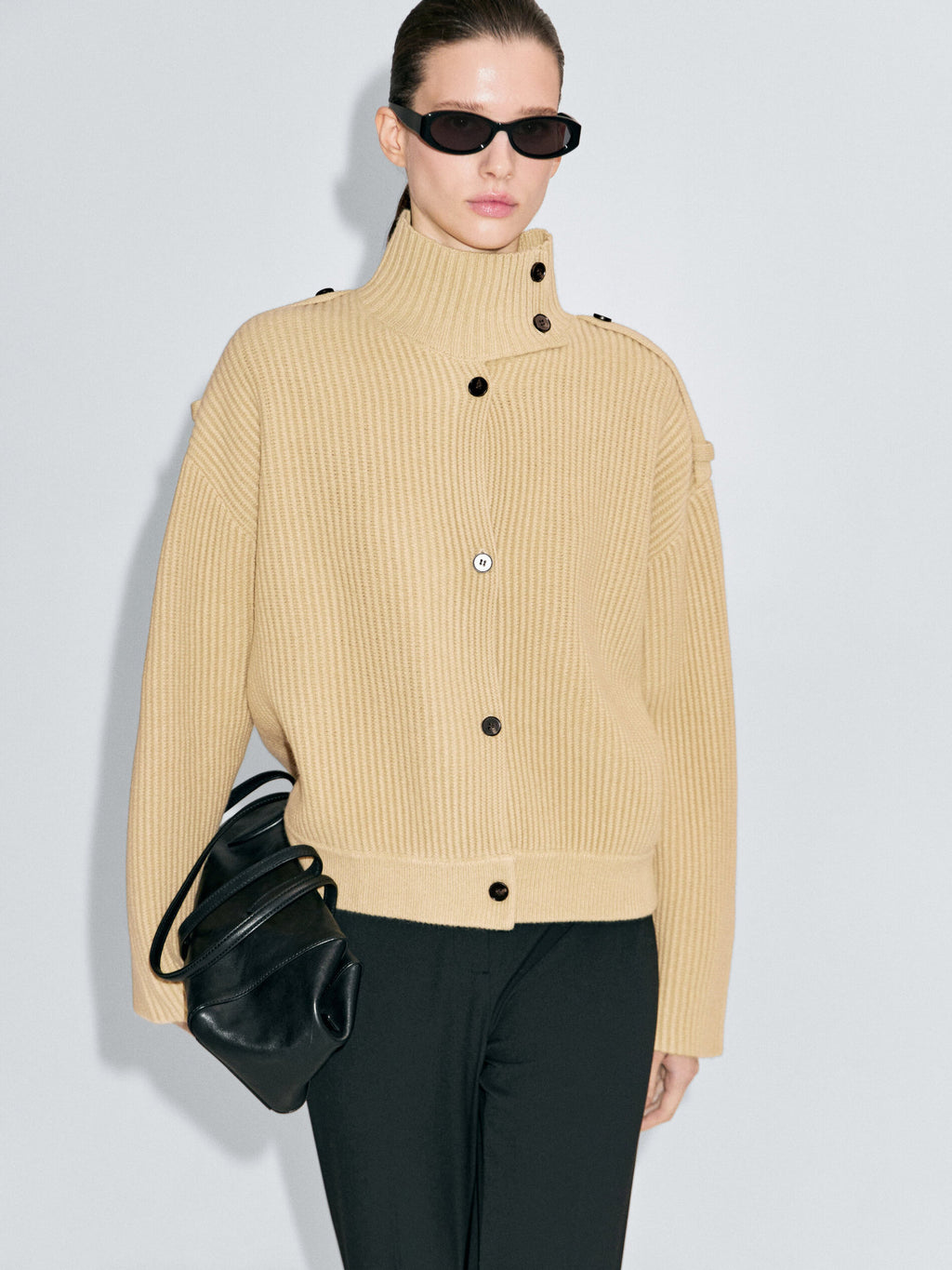 Solenne | Cozy Turtleneck Knit Cardigan